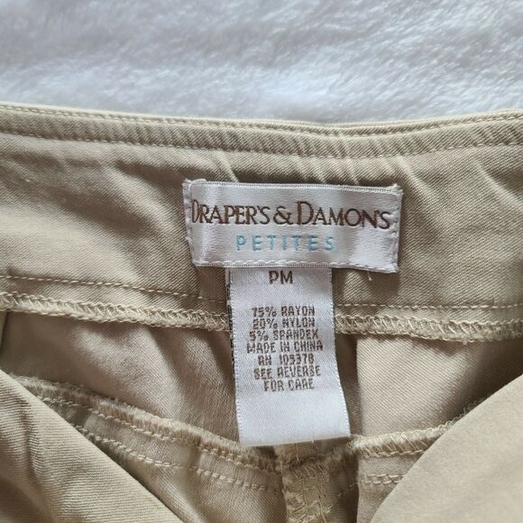 Drapers & Damons Pants Elastic Waist Pull On Light Beige Size Petite Medium PM - Picture 5 of 6